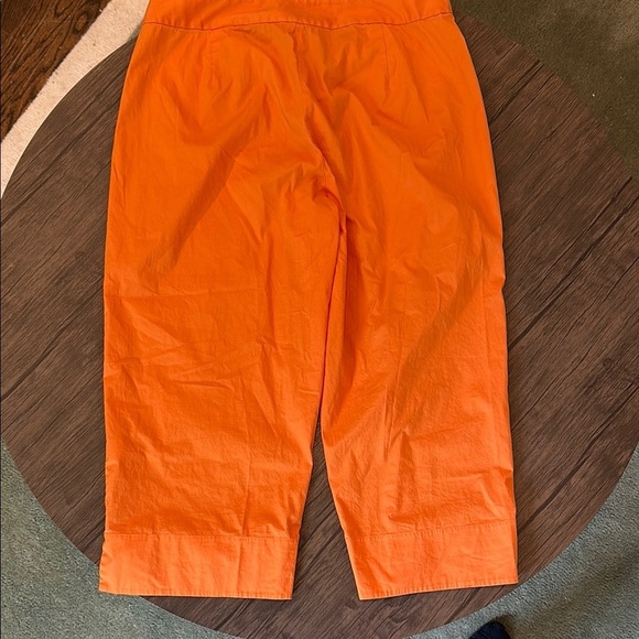 Eileen Fisher Bright Orange Cropped Cotton Pants Size Medium - Picture 8 of 8